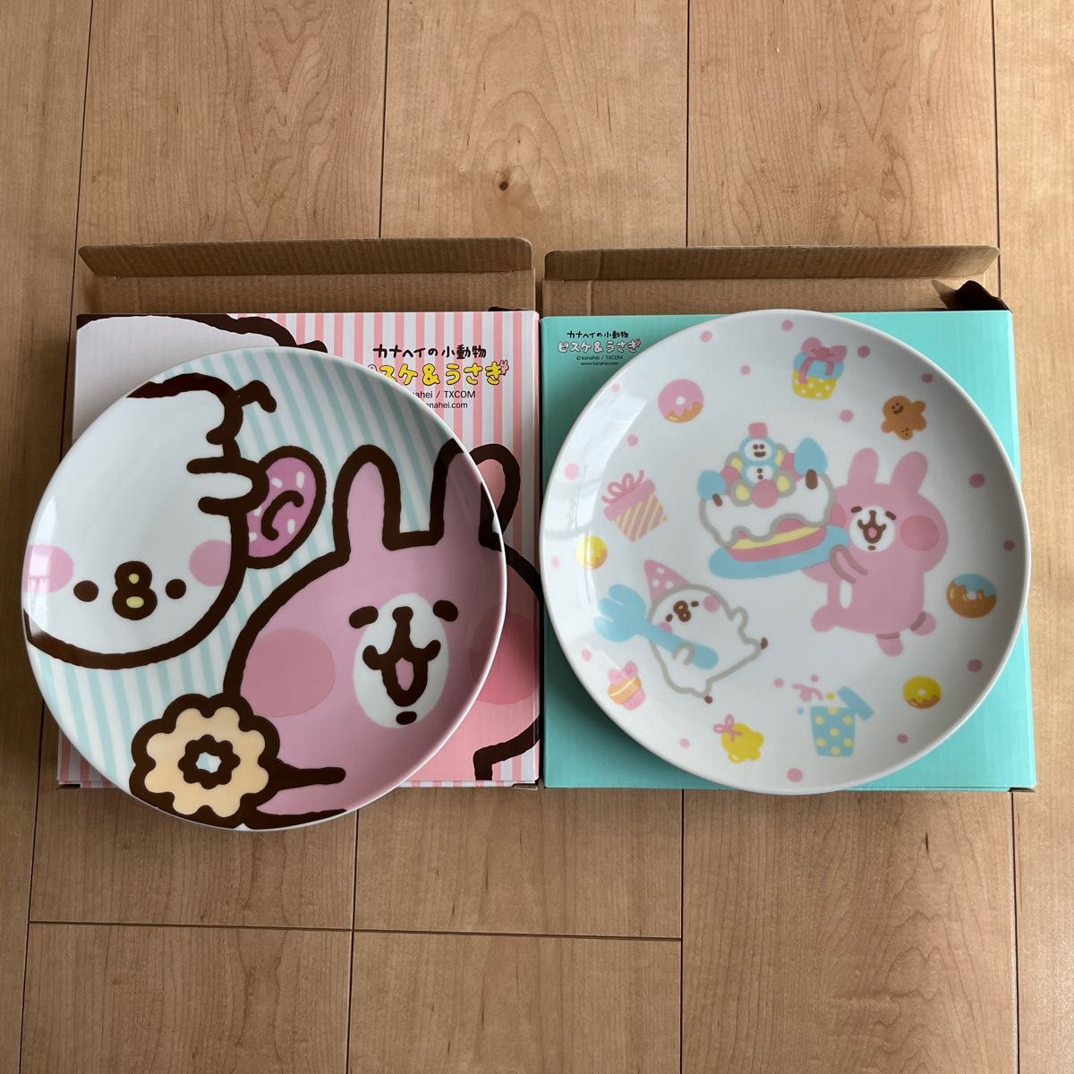 新品 未使用 ピスケ&うさぎ 皿 プレート 2点セット カナヘイの小動物 ミスタードーナツのノベリティ ミスド クリスマス