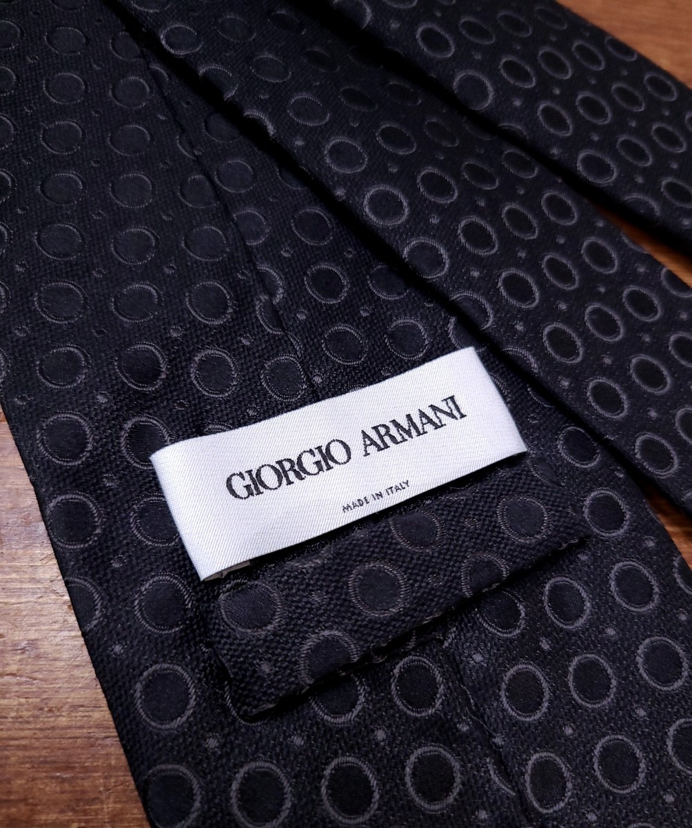  прекрасный товар *GIORGIO ARMANI Armani LUXURY шелк галстук точка рисунок оттенок черного мужской костюм Италия производства общий рисунок высококлассный 