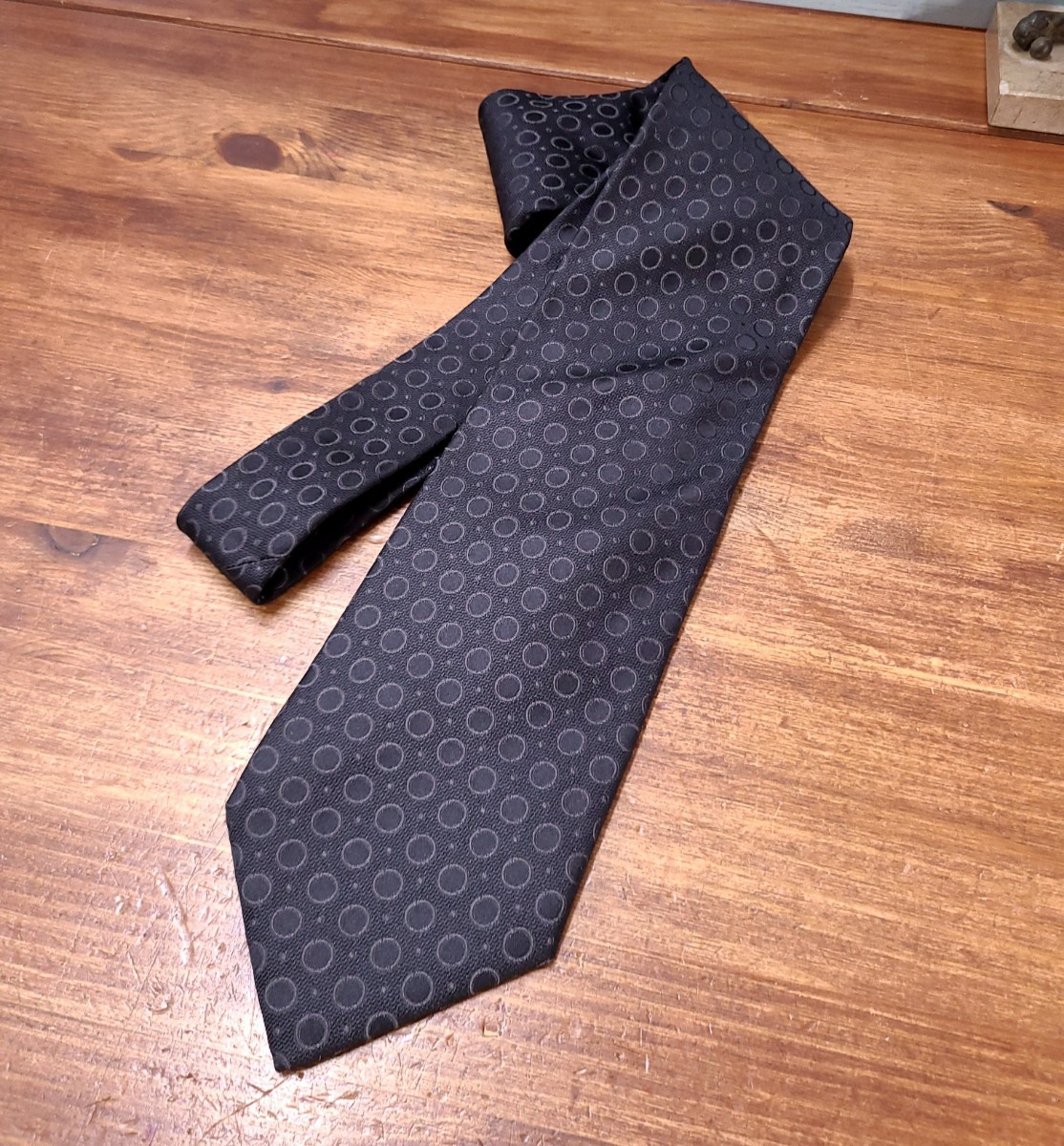  прекрасный товар *GIORGIO ARMANI Armani LUXURY шелк галстук точка рисунок оттенок черного мужской костюм Италия производства общий рисунок высококлассный 
