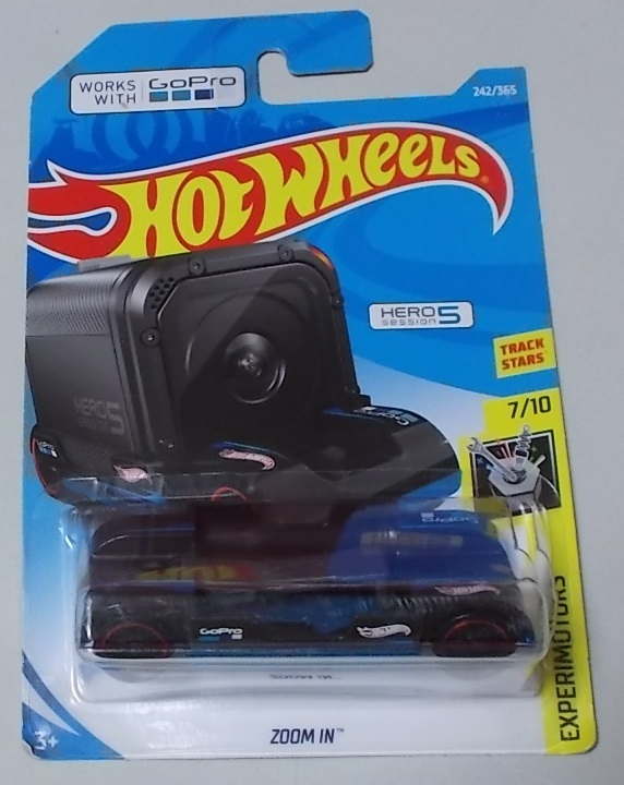 ホットウィール【ズームイン.黒】Hot Wheels/ZOOM IN/EXPERIMOTORS/中古/GoRro.対応？/WORKS WITH GoPro/ミニカー_出品物.開封済み中古