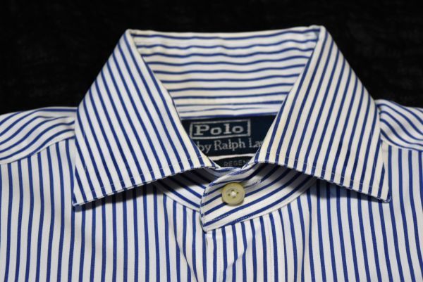 ★★POLO★ラルフローレン★センスの良いネイビー＆白のストライプ、人気の長袖シャツ　37　８０　M_画像7