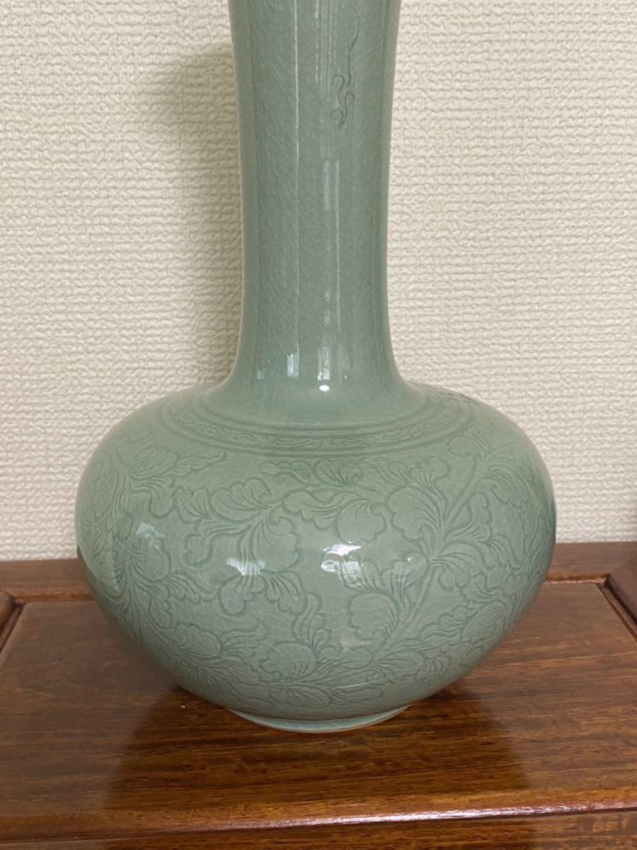 中国美術 青磁花瓶年代物_画像2