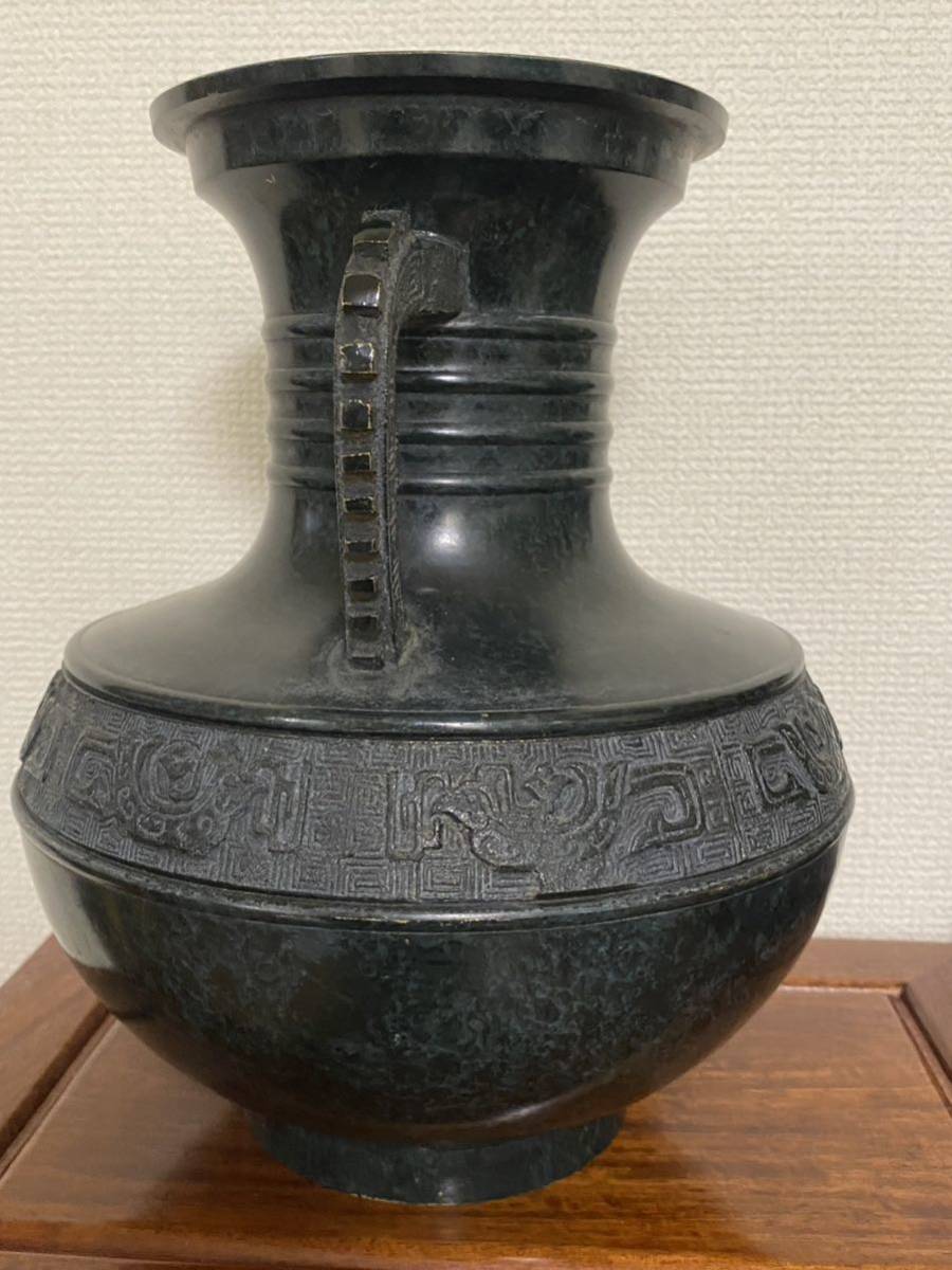古美術 青銅花瓶 刻印 高岡銅器 年代物_画像7