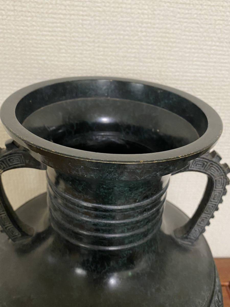 古美術 青銅花瓶 刻印 高岡銅器 年代物_画像2