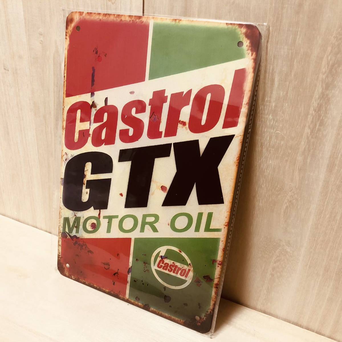 ★ カストロール Castrol オイル 看板 ブリキ看板_画像1