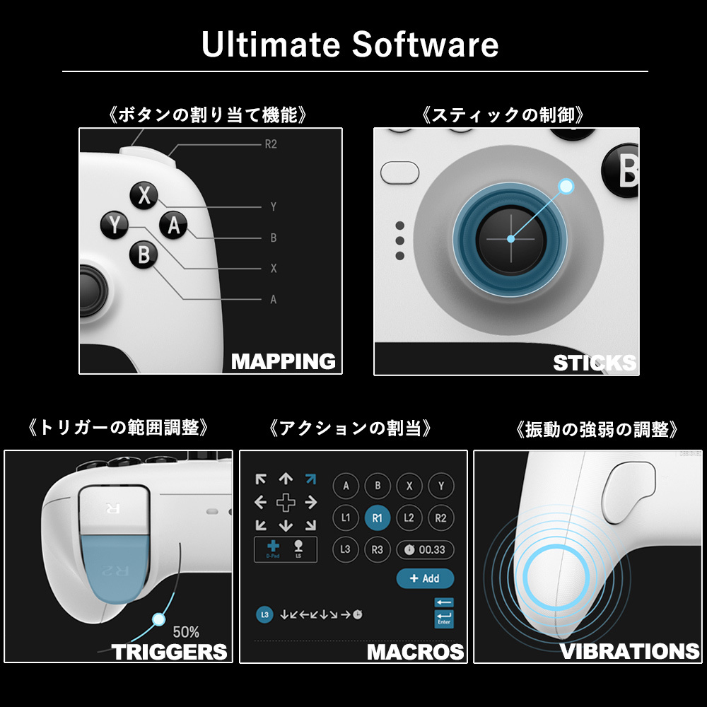 8Bitdo Ultimate Switch Bluetooth アルティメット ワイヤレス プロ コントローラー スイッチ Steam Deck 2.4G controller 充電ドック 付属_画像9