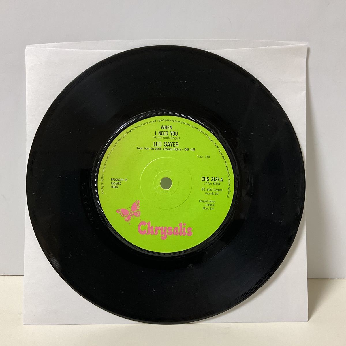 LEO SAYER / when I need you / I think we fell in love too fast / 7inch レコード / EP / CHS2127 / 1976_画像3