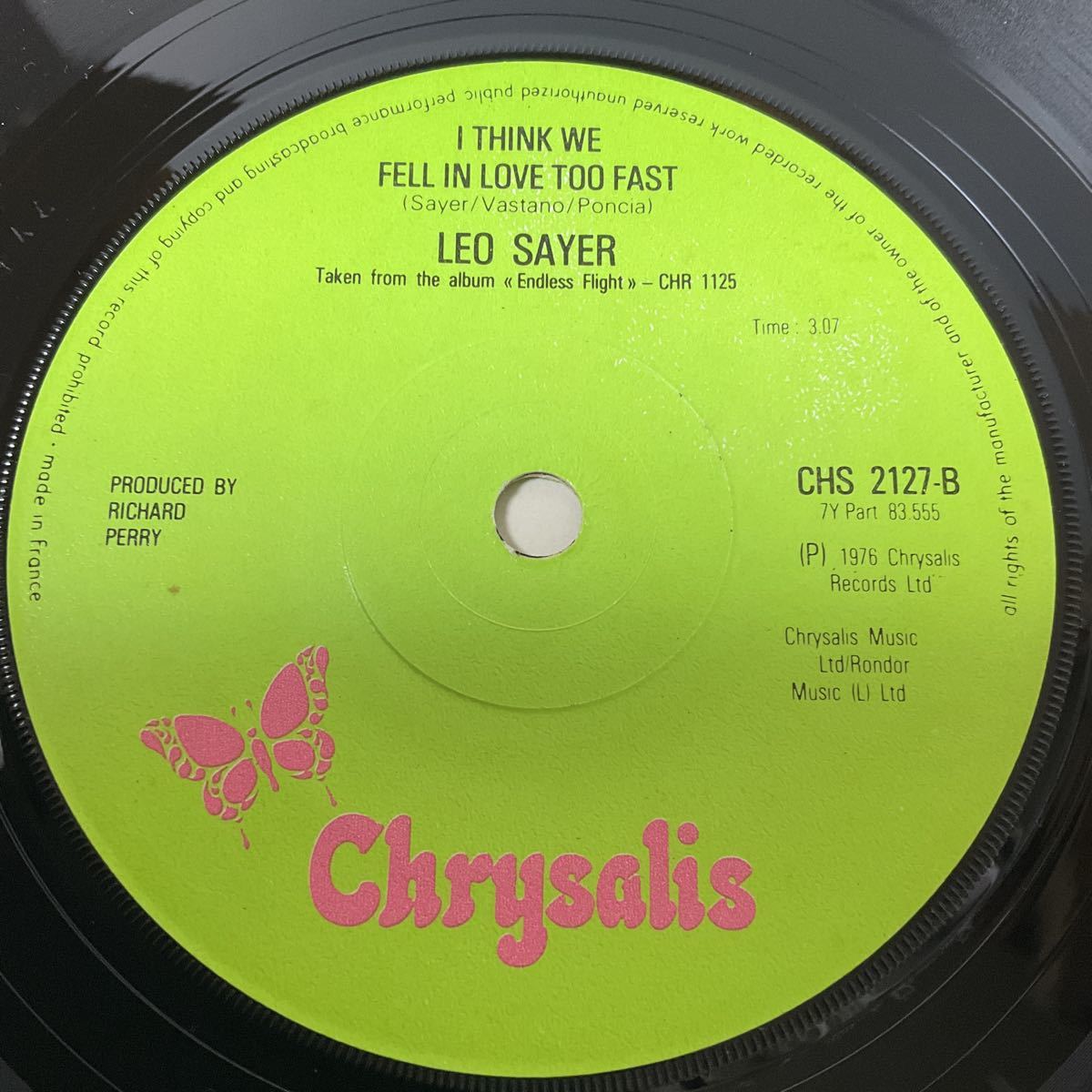LEO SAYER / when I need you / I think we fell in love too fast / 7inch レコード / EP / CHS2127 / 1976_画像2