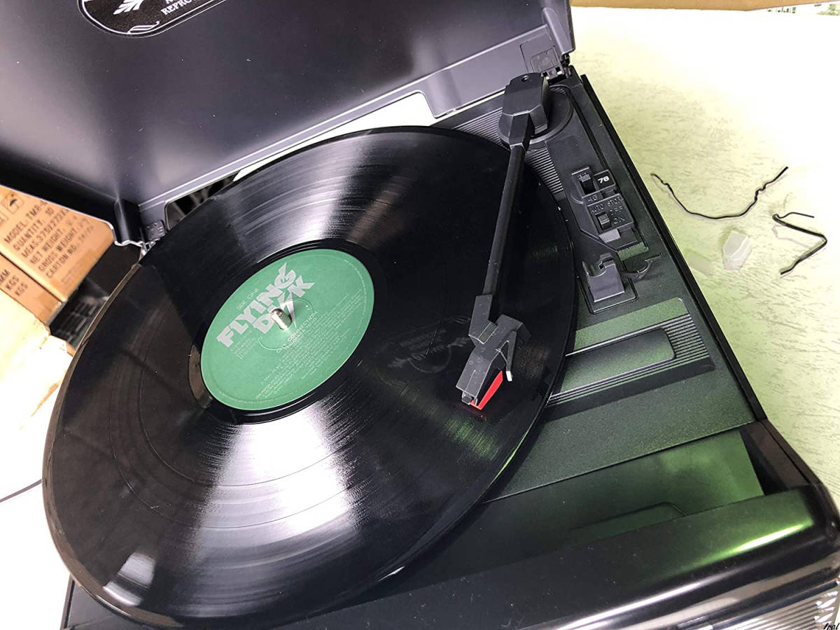 レトロ調 多機能 レコードプレーヤー (AM/FMラジオ (ワイドFM対応