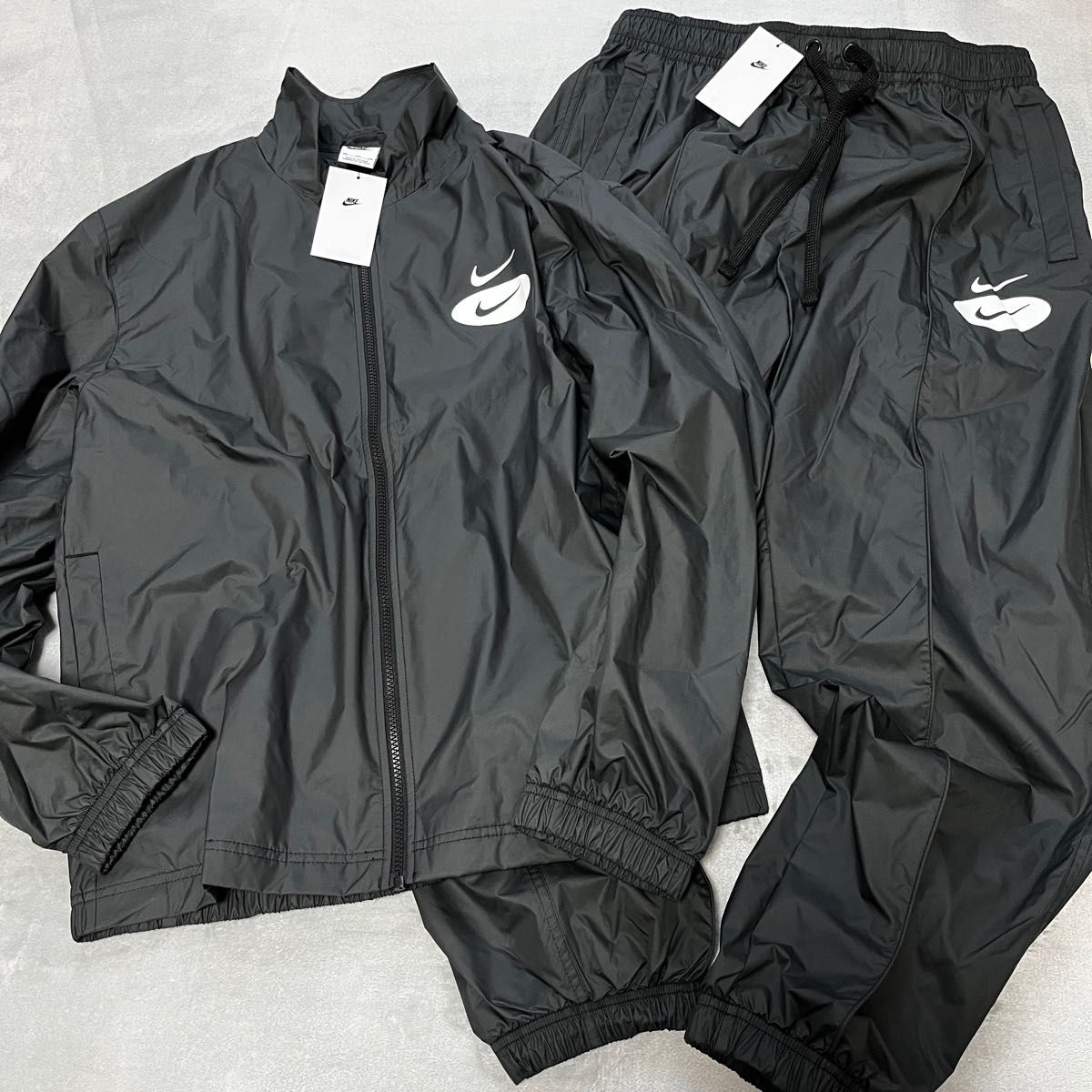 NIKE ナイロン セットアップ 上下セット ダブルスウッシュ XXL 2XL ナイキ 新品 ブラック 黒 スウッシュ