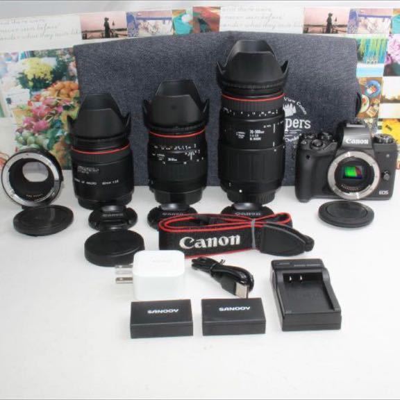 予備バッテリー付きCanon EOS M5 超望遠トリプルレンズ デジタルカメラ