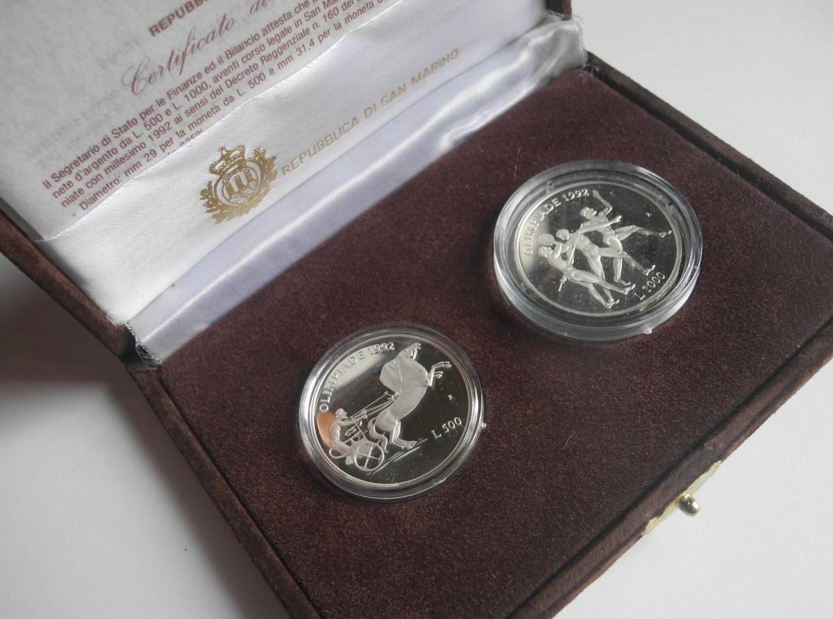 サンマリノ 500リラ＆1000リラ 記念銀貨 二枚セット コイン JChereヤフオク代理購入