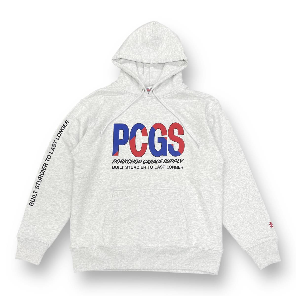 新品 ● PORKCHOP 23SS BIG PCGS HOODIE プリント スウェット パーカー ポークチョップ L グレー_画像1