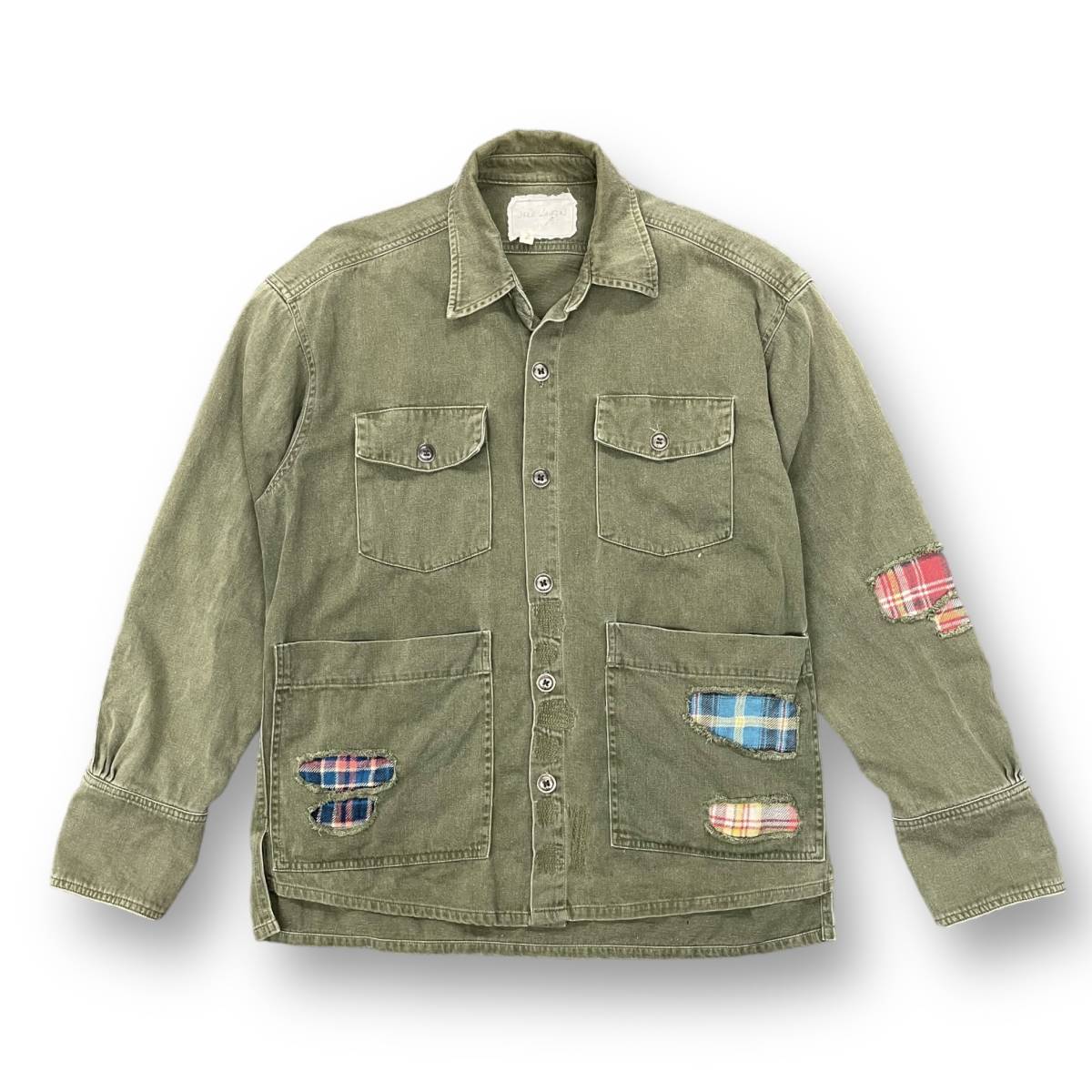 希少 ○ GREG LAUREN BOXY STUDIO SHIRT ARMY BAKER 加工 アーミー
