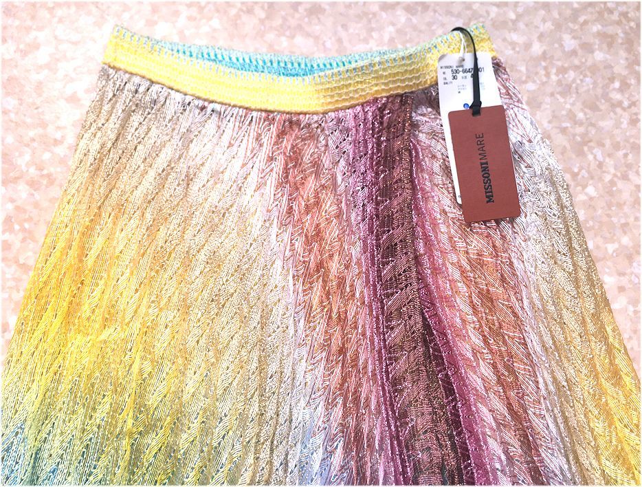 MISSONI MARA Missoni * mare * Italy made * lame . race * long * LAP * flair * skirt * size 40/M corresponding * unused 