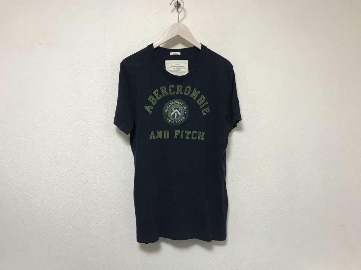  подлинный товар Abercrombie & Fitch and Fitch Abercrombie&Fitch хлопок короткий рукав футболка мужской American Casual Surf милитари деловой костюм ske-ta- Street темно-синий L