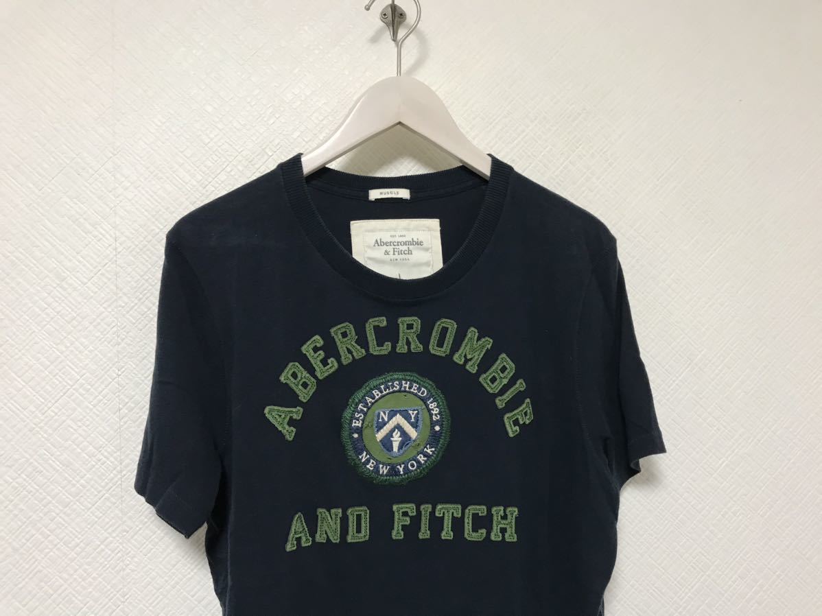  подлинный товар Abercrombie & Fitch and Fitch Abercrombie&Fitch хлопок короткий рукав футболка мужской American Casual Surf милитари деловой костюм ske-ta- Street темно-синий L