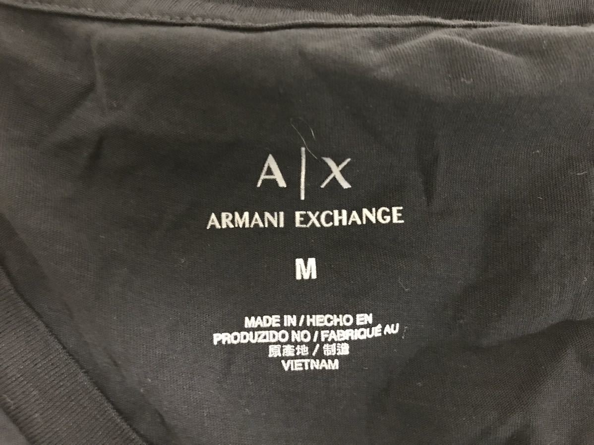 美品本物アルマーニエクスチェンジARMANI AXコットンロゴプリント半袖TシャツレディースアメカジサーフミリタリービジネスM黒ブラック