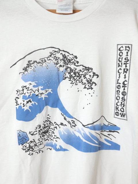 Hanes■葛飾北斎 浮世絵プリントTシャツ ホワイト/M ヘインズ 00S アートT_画像6