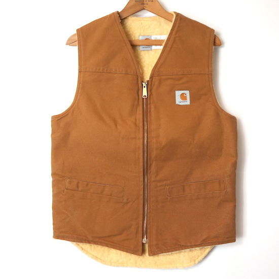 90s Carhartt カーハート 裏ボア ダック ジップ ベスト(メンズ L)ブラウン ヴィンテージ _画像1