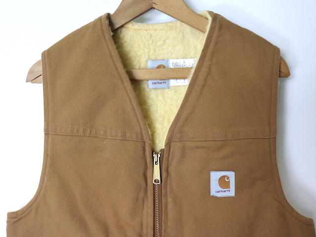 90s Carhartt カーハート 裏ボア ダック ジップ ベスト(メンズ L)ブラウン ヴィンテージ _画像2