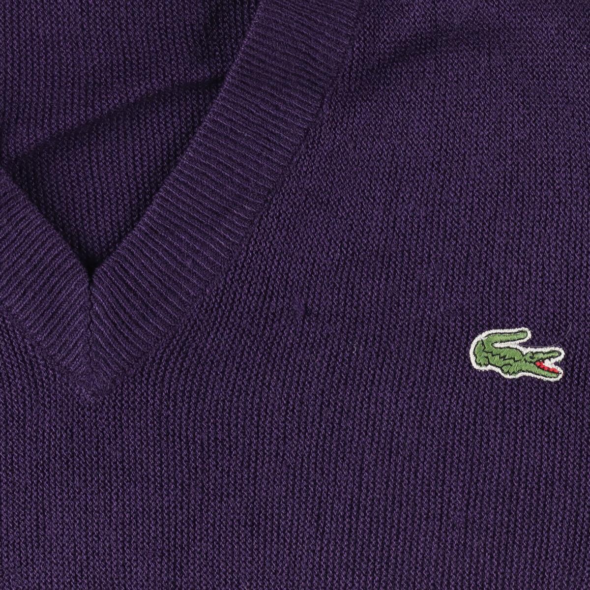 古着 70年代 ラコステ LACOSTE CHEMISE フレンチラコステ Vネック アクリルニットセーター スペイン製 メンズM ヴィンテージ /eaa314413_画像4