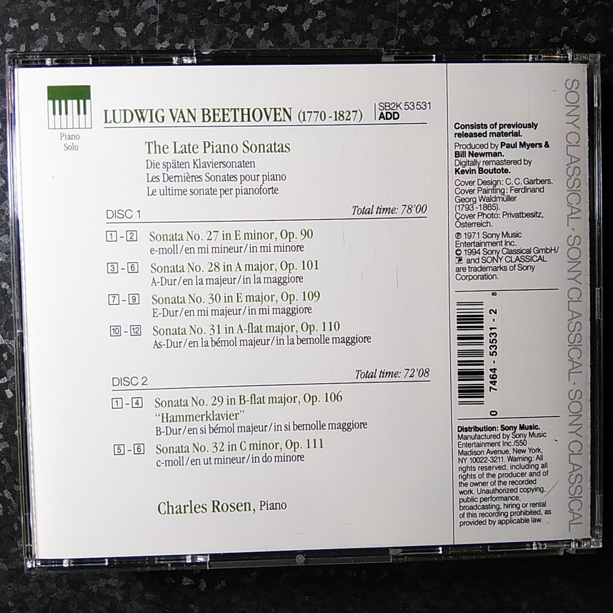 d（USA盤 2CD）ローゼン ベートーヴェン 後期ピアノ・ソナタ集 Rosen Beethoven The Late Piano Sonatas  JChere雅虎拍卖代购