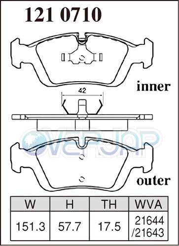 X1210710 DIXCEL Xタイプ ブレーキパッド フロント用 BMW E36 CG18/CG19 1994～2001 318ti COMPACT_画像2