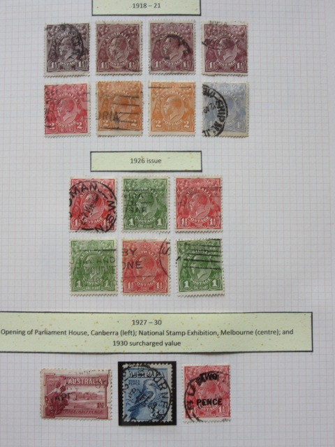  Australia semi Classic stamp 1918-1921( used 8 sheets ),1926( used 6 sheets ) 1927-1930( used 3 sheets )