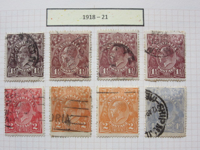  Australia semi Classic stamp 1918-1921( used 8 sheets ),1926( used 6 sheets ) 1927-1930( used 3 sheets )