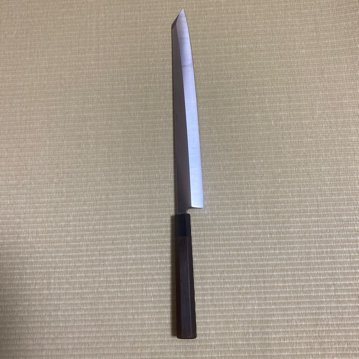 尺一 切付け 柳刃 包丁 和包丁 V金10号 本焼 黒檀黒水牛八角柄 箱付き