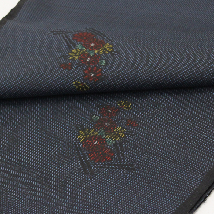  Ooshima эпонж ткань новый товар упрощенный сделано в Японии женщина женский цветочный принт . кимоно кимоно европейская одежда кройка и шитье японской одежды кройка и шитье темно-синий 