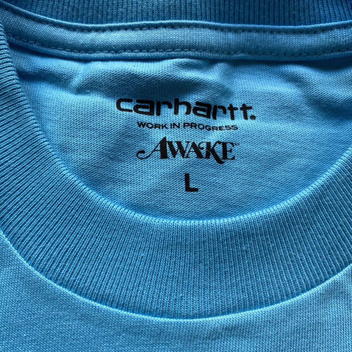 レア 新品 正規 Awake NY Carhartt WIP Pocket Tee L Blue アウェイク ニューヨーク カーハート ポケットTシャツ ブルー ポケT _画像6