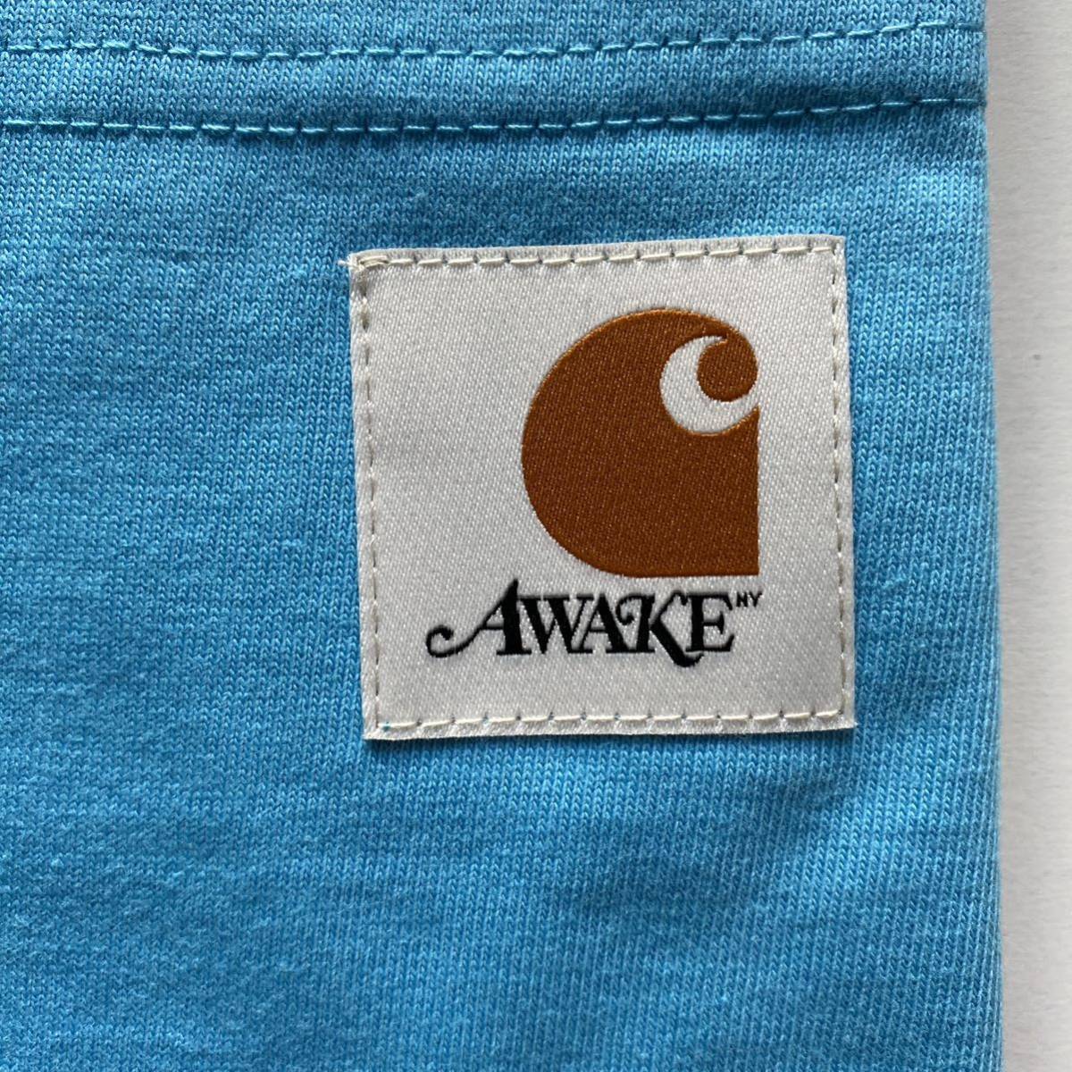 レア 新品 正規 Awake NY Carhartt WIP Pocket Tee L Blue アウェイク ニューヨーク カーハート ポケットTシャツ ブルー ポケT _画像4