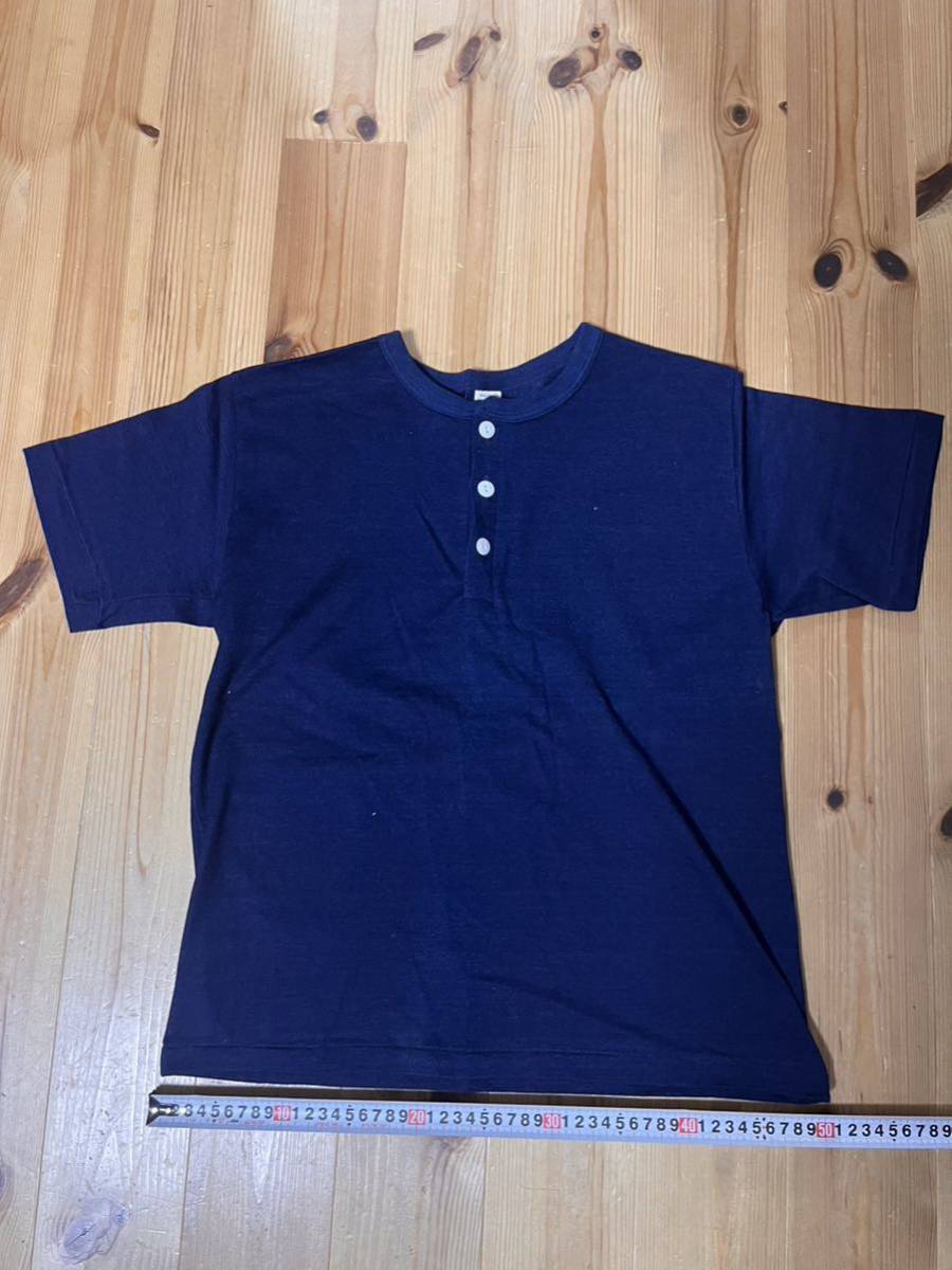 美品 ウエアハウス ヘンリーネック　Tシャツ 藍染 Sサイズ　試着したかも　半袖Tシャツ 日本製　コットン_画像1