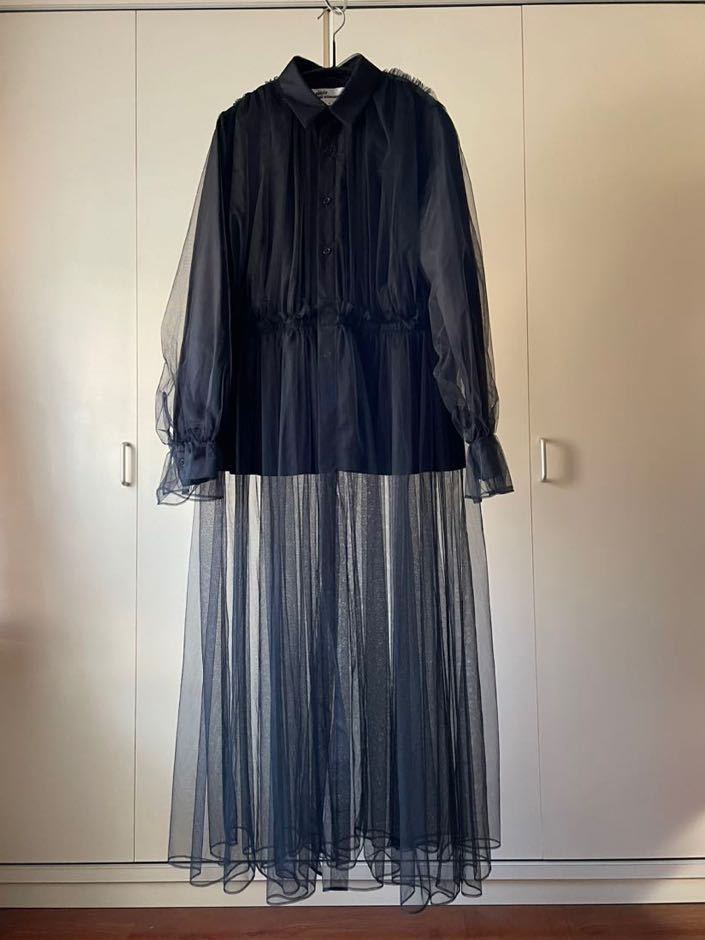 【極美品】noir kei ninomiya ノワール　チュールドッキング シャツワンピース　size Mサイズ　Comme des GARCONS 3E-O007