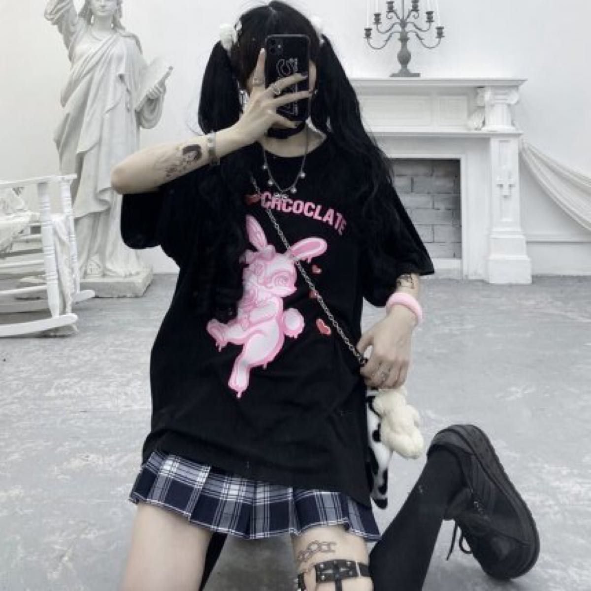 うさぎ ラビット 半袖 Tシャツ 病みかわ ゴスロリ 地雷系 原宿|Yahoo
