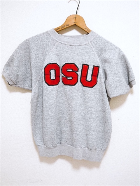 70～80’ｓ ビンテージ OSU 半袖 スウェットシャツ XL オハイオ州立大学 ロゴワッペン グレー USA製 カレッジ 古着 男女兼