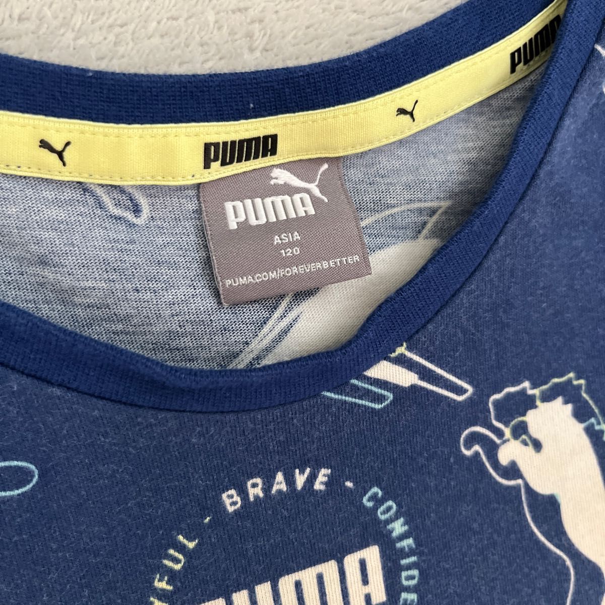 【PUMA】プーマ キッズ Tシャツ ブルー 総柄 120