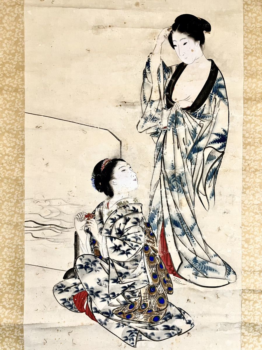 唐美人画 肉筆 超大幅 現状渡し 江戸時代明治時代 掛軸 王母図 | www