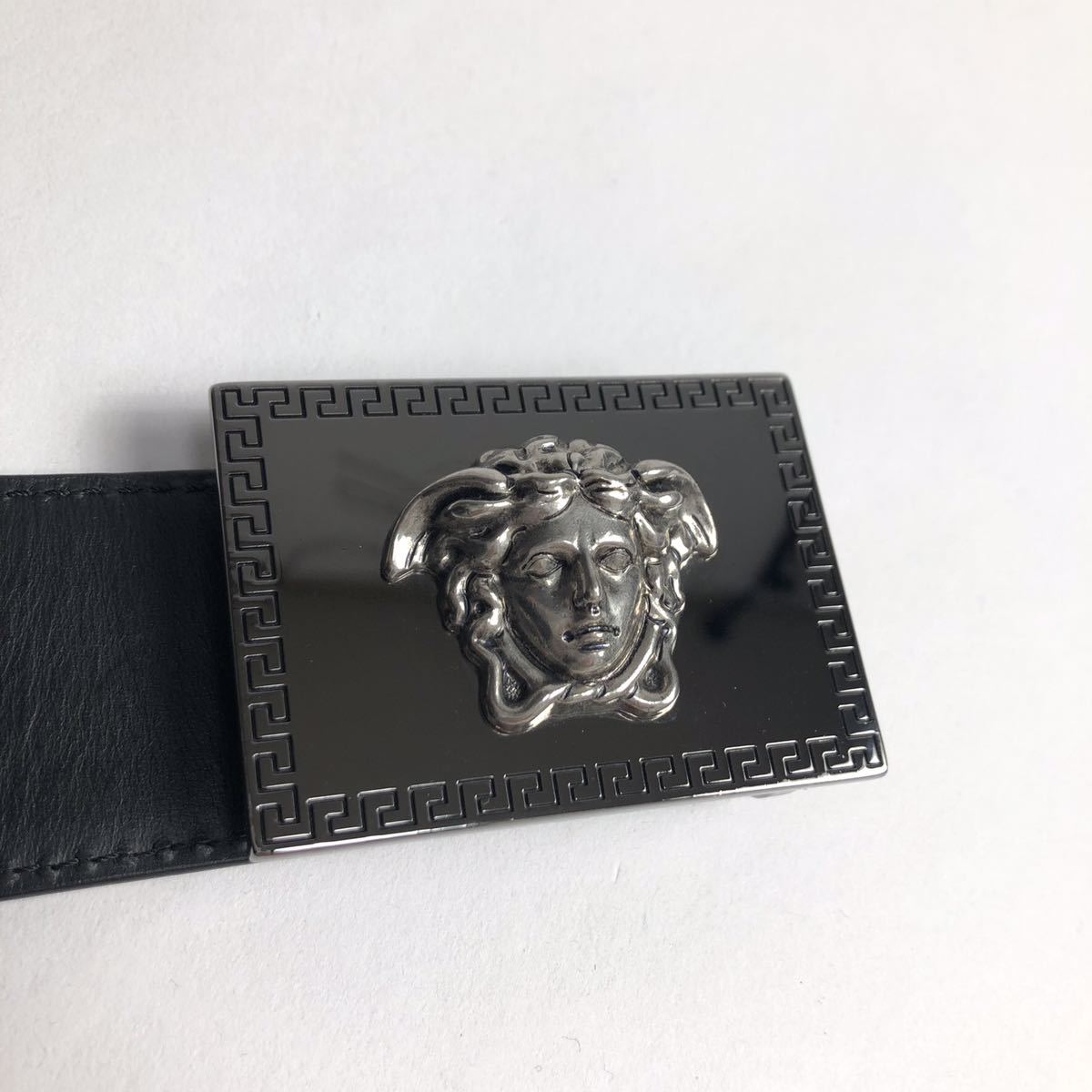 良品 VERSACE ヴェルサーチェ メデューサ ベルト メンズ 黒 シルバー
