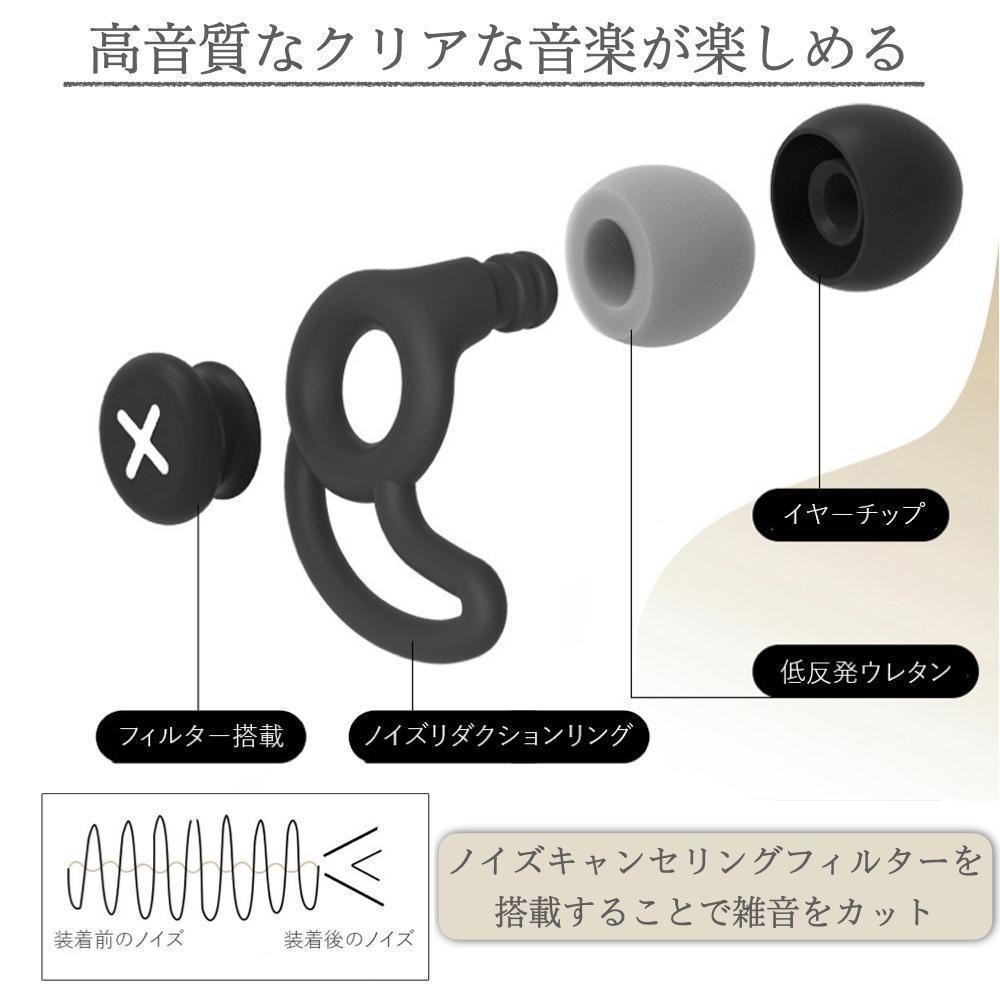 ライブ用耳栓 シリコン ノイズキャンセル 聴覚保護 防音 ケース付き ブラックの画像4