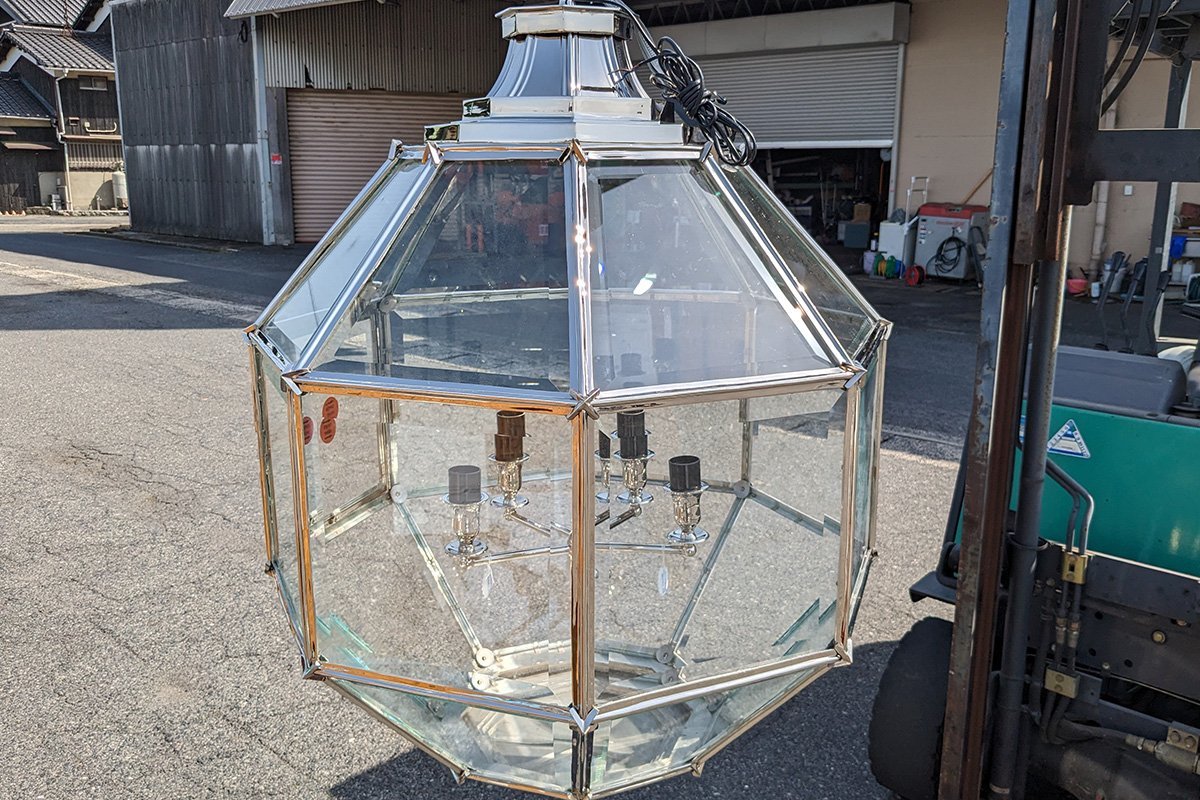 長期保管品 EICHHOLTZ アイホールツ Lantern Owen nickel 直径80cm ランタン風 照明 5灯 オランダ 高級ブランド アンティーク風