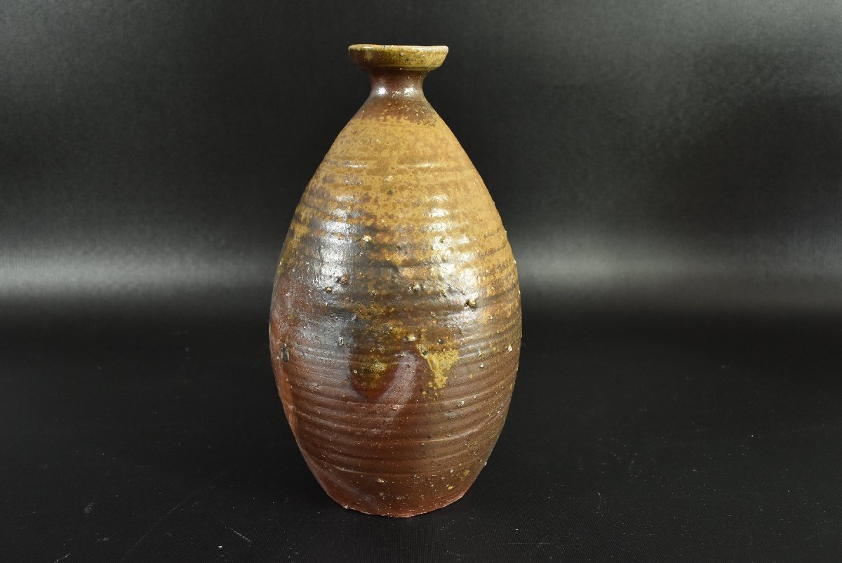 ▽鈴木黄弌 備前 大徳利 酒器 備前市無形文化財【初だし品】父:鈴木黄