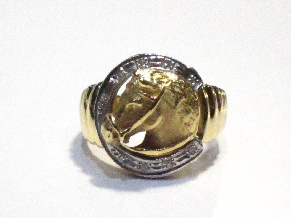 * rare special price goods # ring # prompt decision # diamond total 0.05ct# horse pattern #K18* platinum Pt900#8g#16 number # secondhand goods #