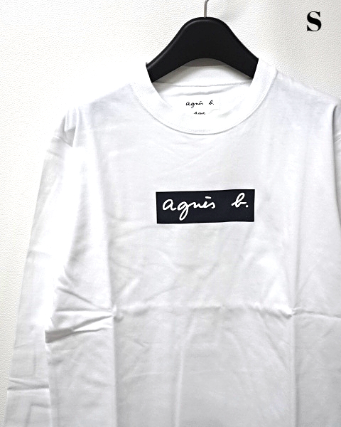 S unused [agnes b. pour ADAM ET ROPE BOX LOGO LS Tee White Agnes B long t shirt Adam et Rope long T-shirt cut and sewn ]