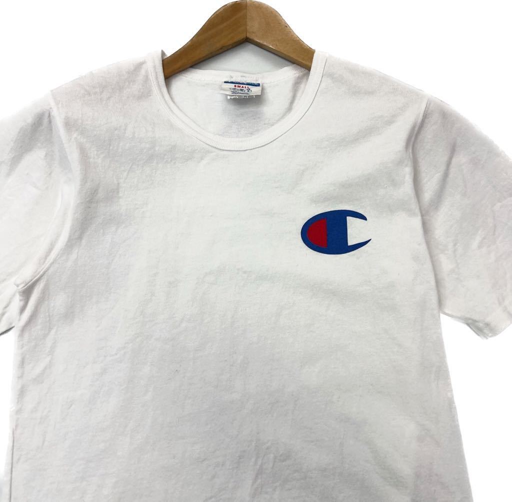 Champion ☆ デカロゴ◎ 一枚で主役◎ ホワイト 半袖 Tシャツ S メンズ アメカジ ストリート スポーツMIX 古着MIX チャンピオン■EF234_画像4