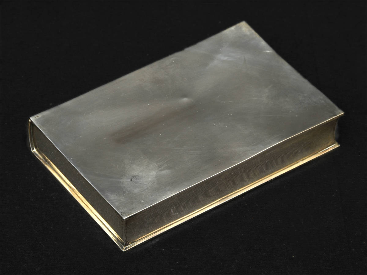 純銀 銀製 シガレットケース 重量256g 小物入 煙草入 銀器銀 シルバー SILVER MIYAKATSU 金属工芸　　z4634n_画像2