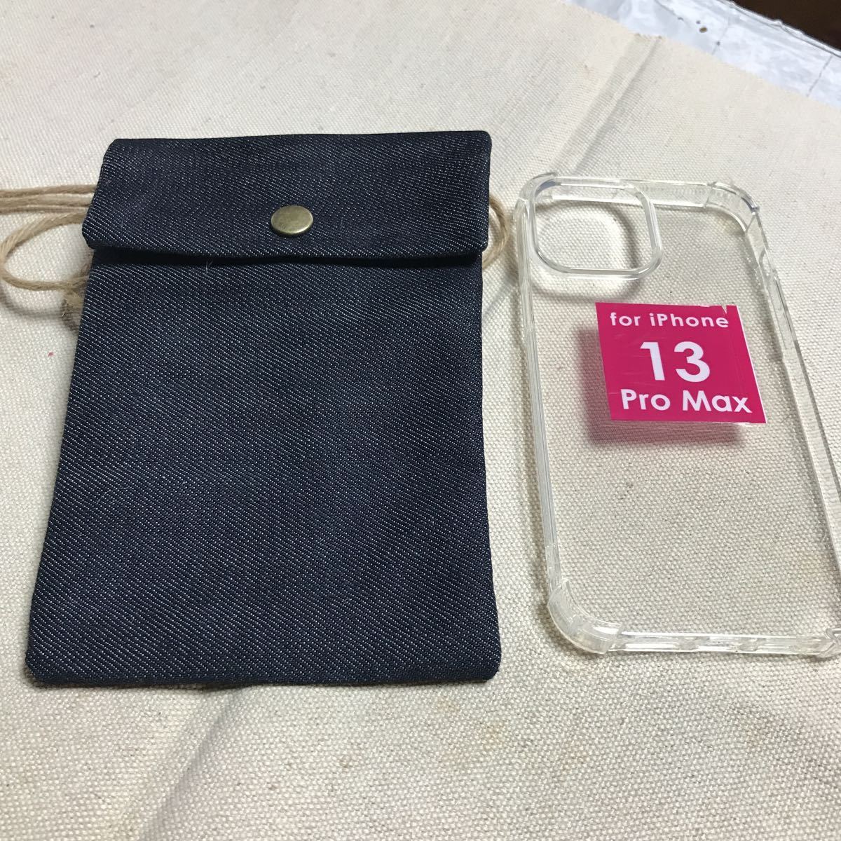 【ハンドメイド作品】良質デニムで作ったミニポシェット　i phon 13Pro Ma x対応　お散歩ポーチ　コン