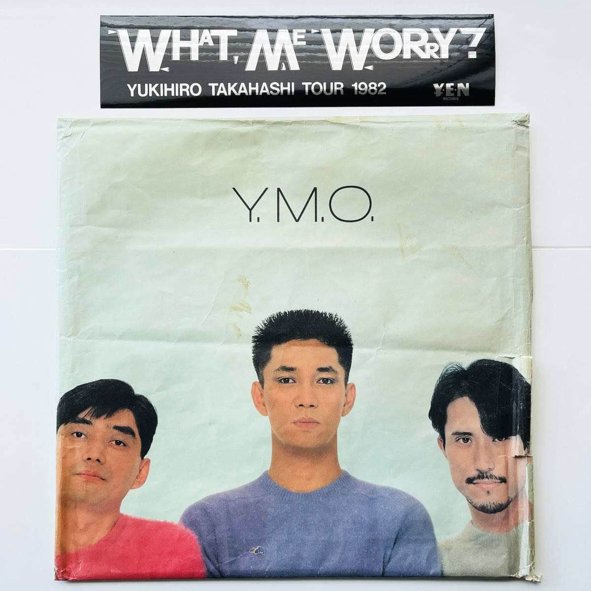  valuable YMO outer case + sticker attaching Tour pamphlet ( Takahashi Yukihiro - WHAT, ME WORRY? ) coming off ...../ YMO Hosono Haruomi Sakamoto Ryuichi 